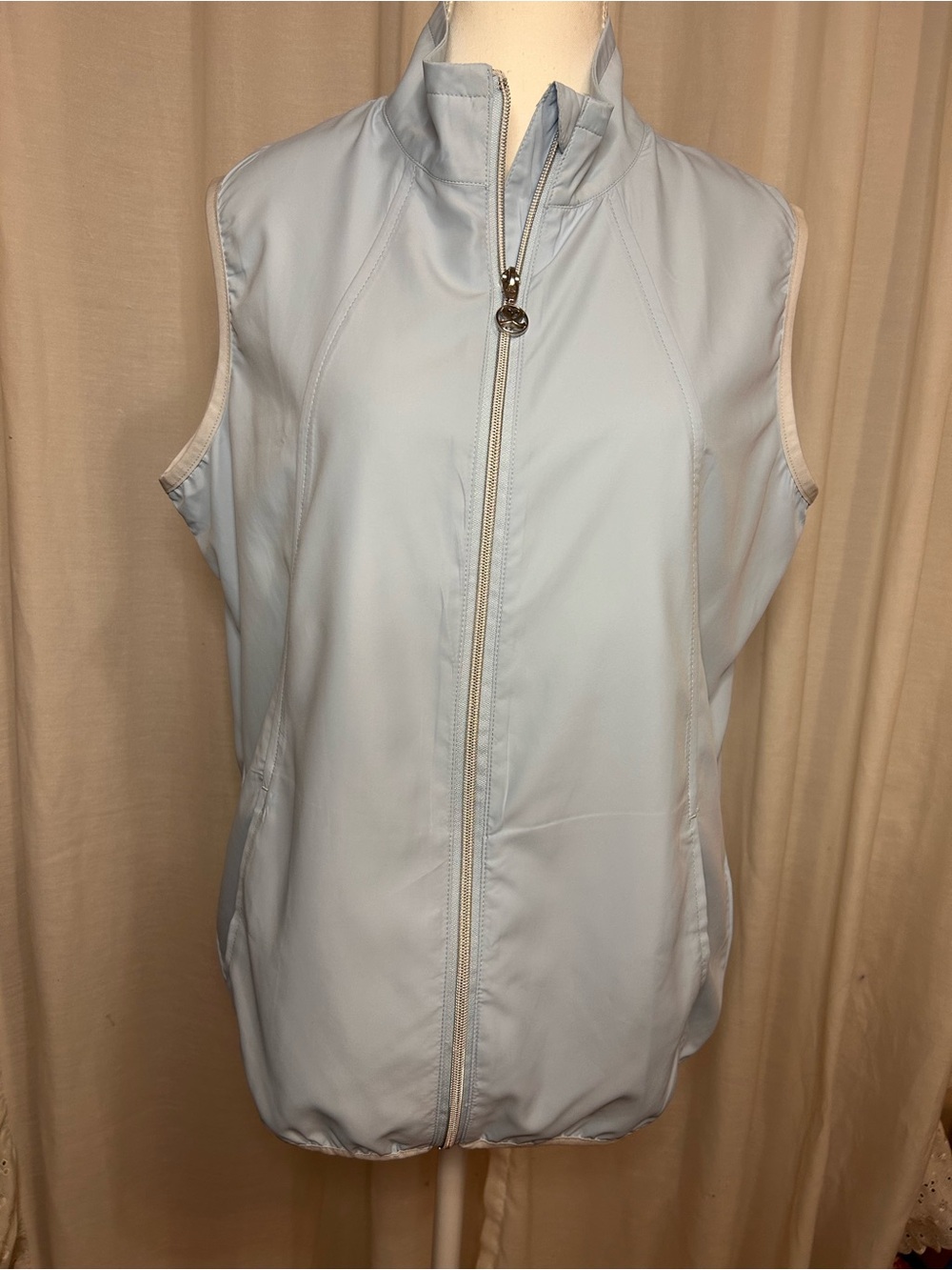 Daily Sports Sky Blue Large Lightweight Golf Vest Full Zip Pockets Sportswear